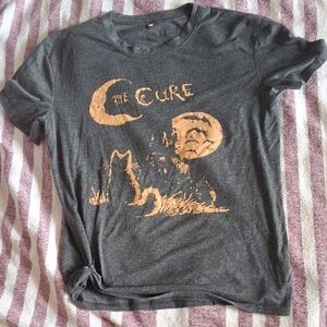 The Cure Graphic Cat T-Shirt - Charcoal with Orange Print